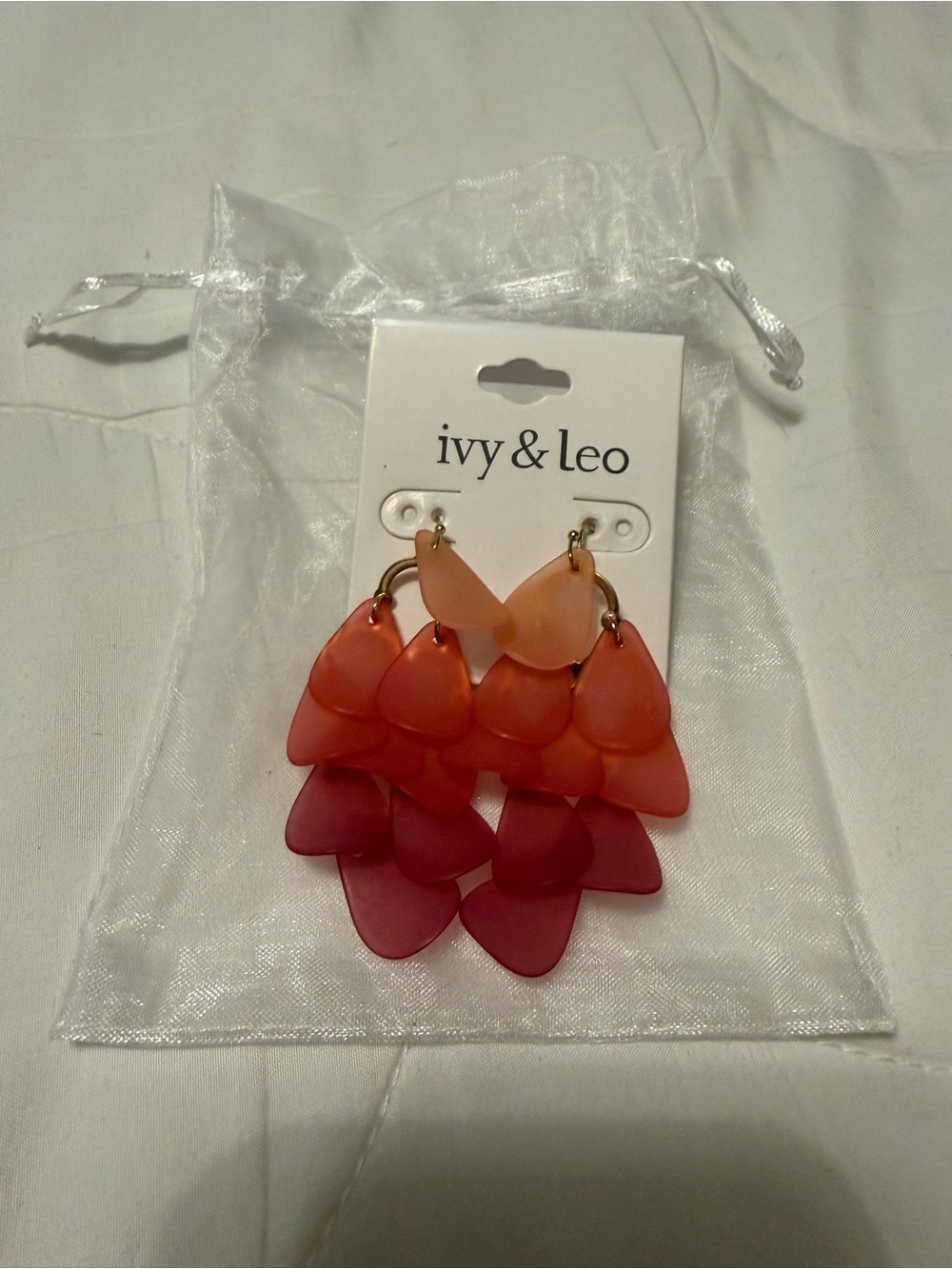 ivy & leo Pink to Coral Gradient Layered Dangle Earrings
